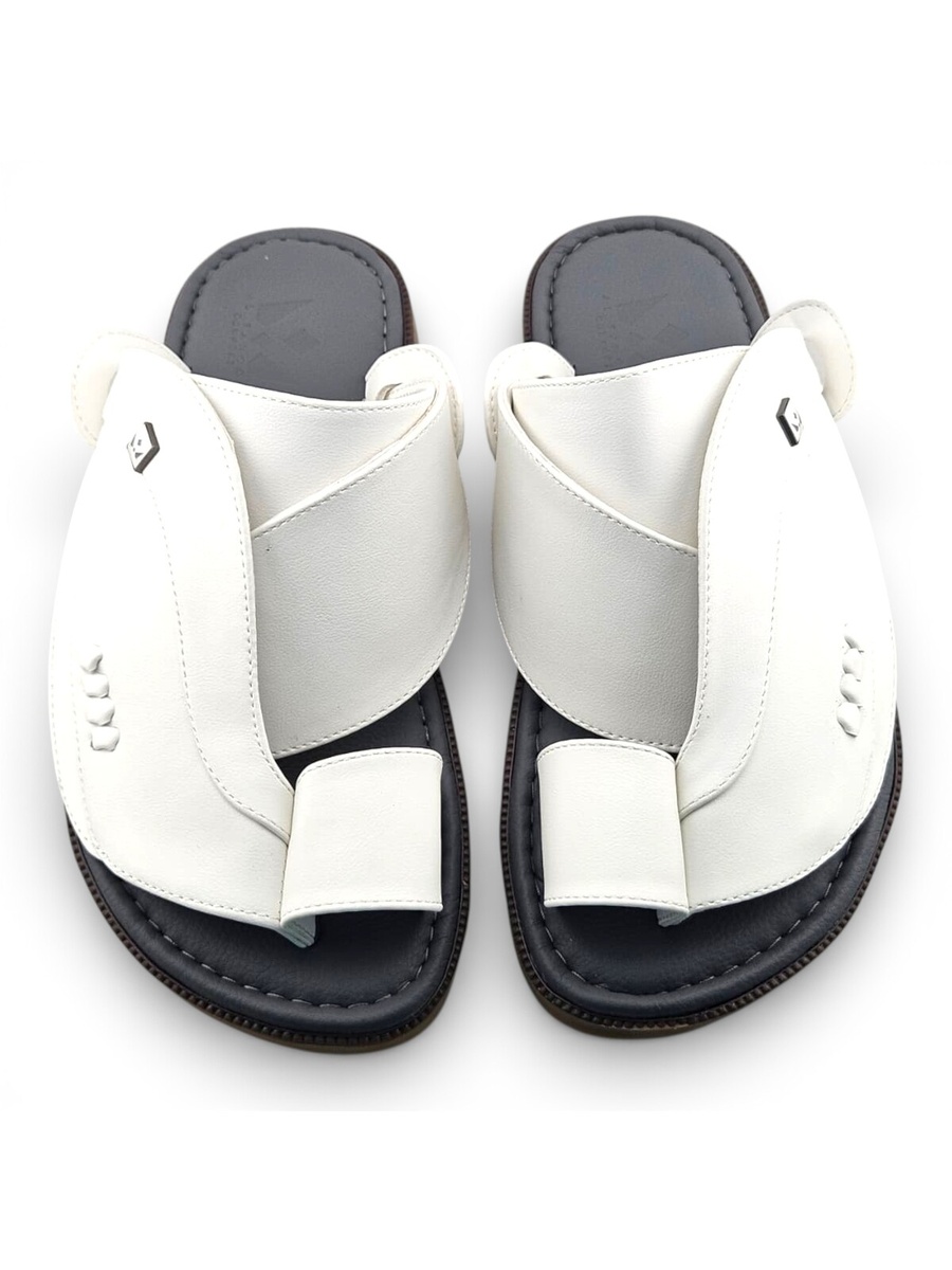 Men White Leather Thong Sandals Casual Comfort