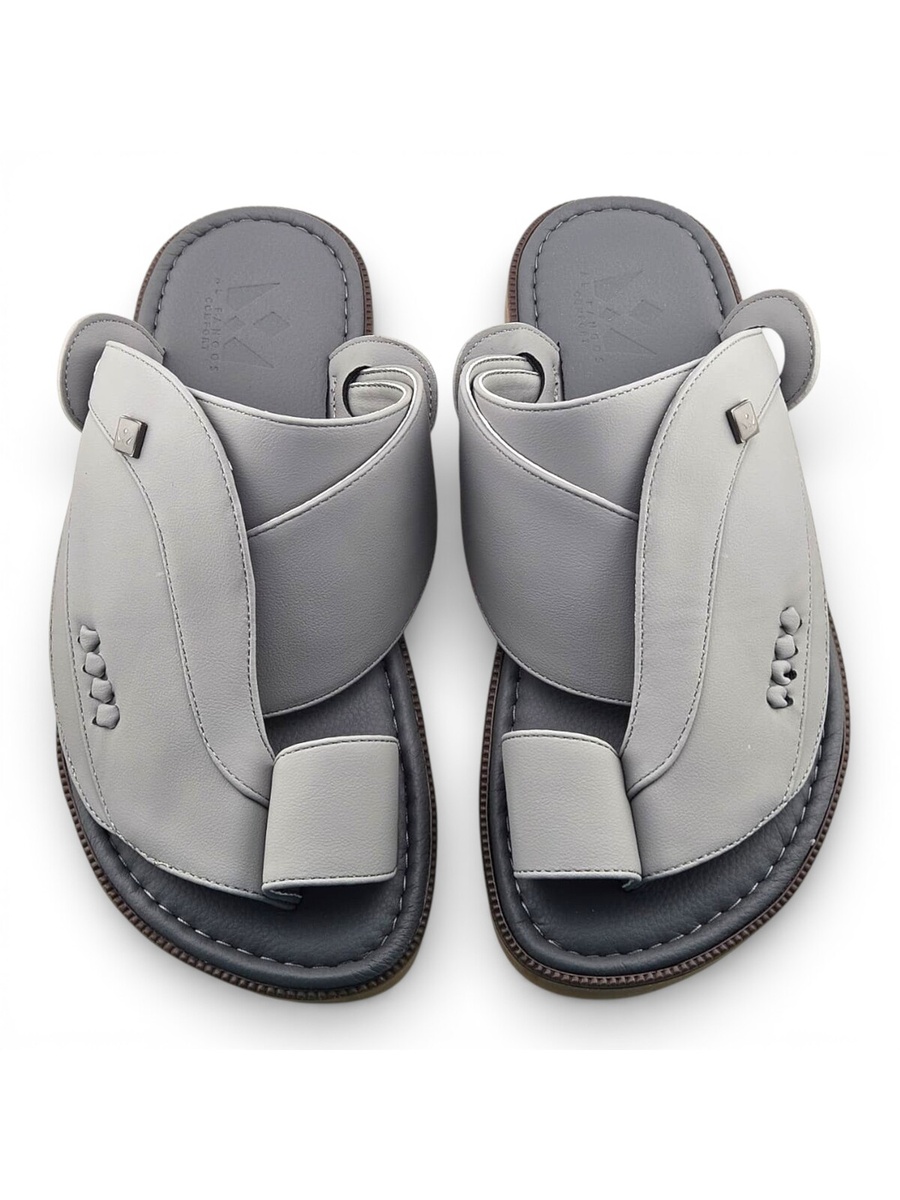 Men Premium Grey Leather Sandals Comfort