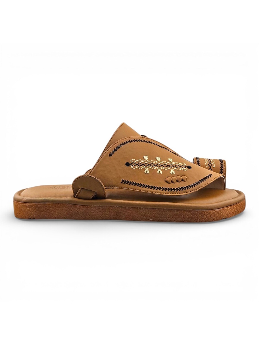 Tan Embroidered Arabic Sandals