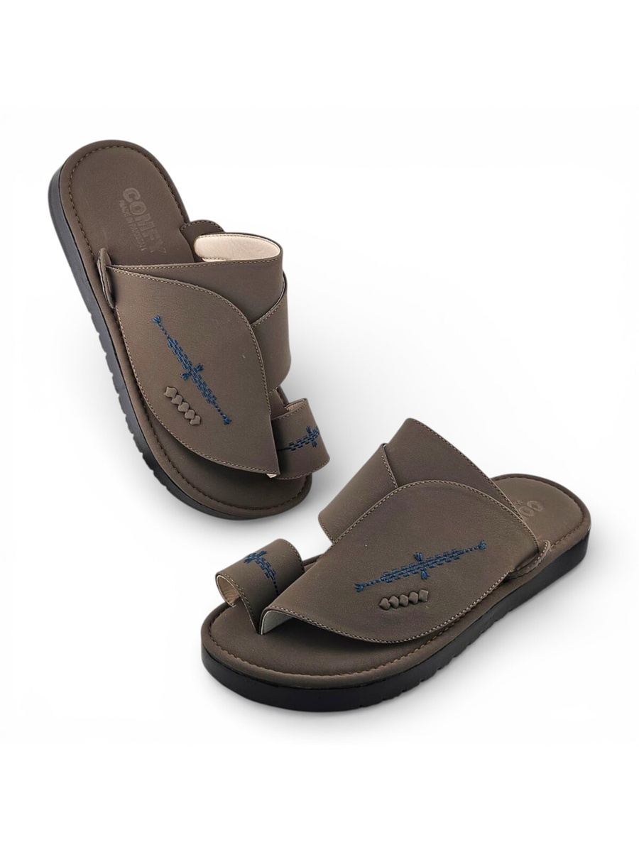 Khaki Men Arabic Sandals - Traditional Comfort Footwear