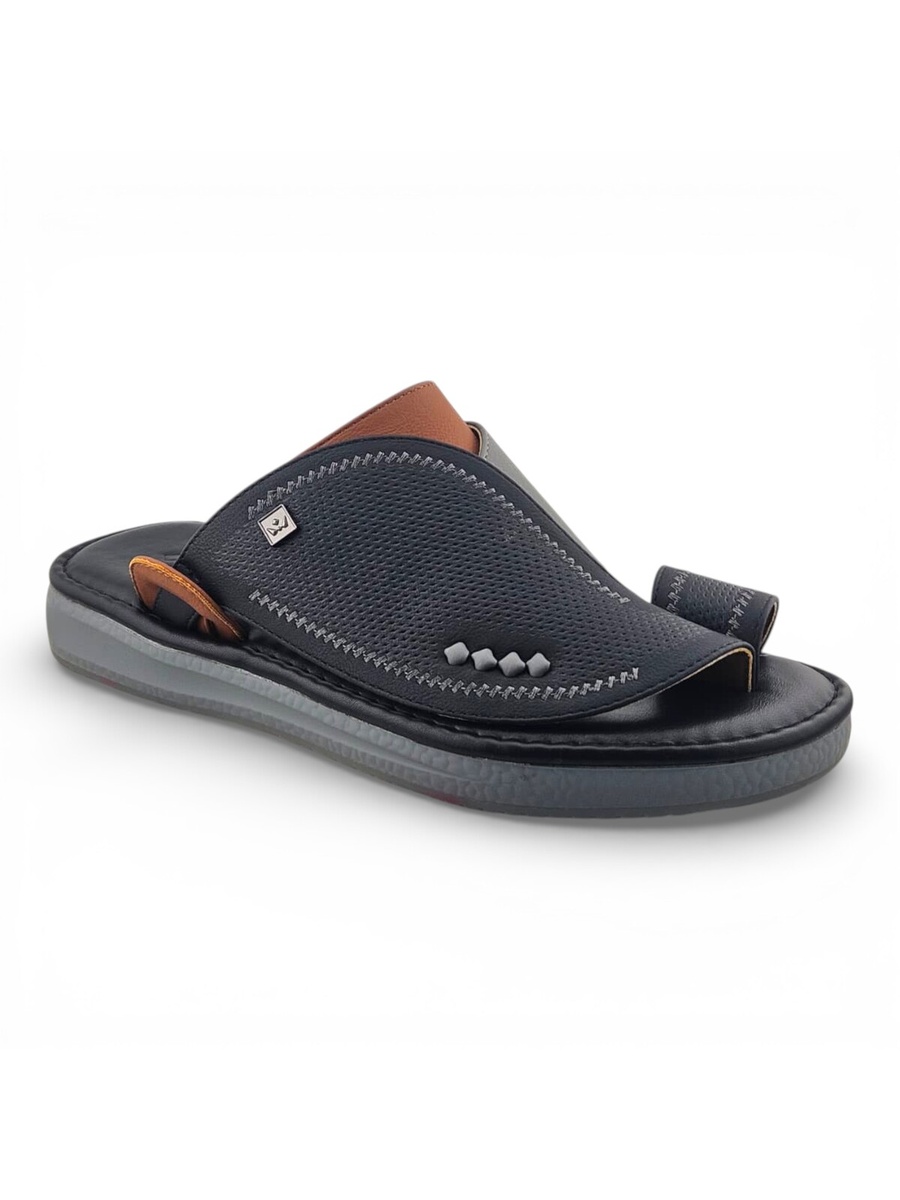 Men Black Leather Casual Sandals - Comfort Fit