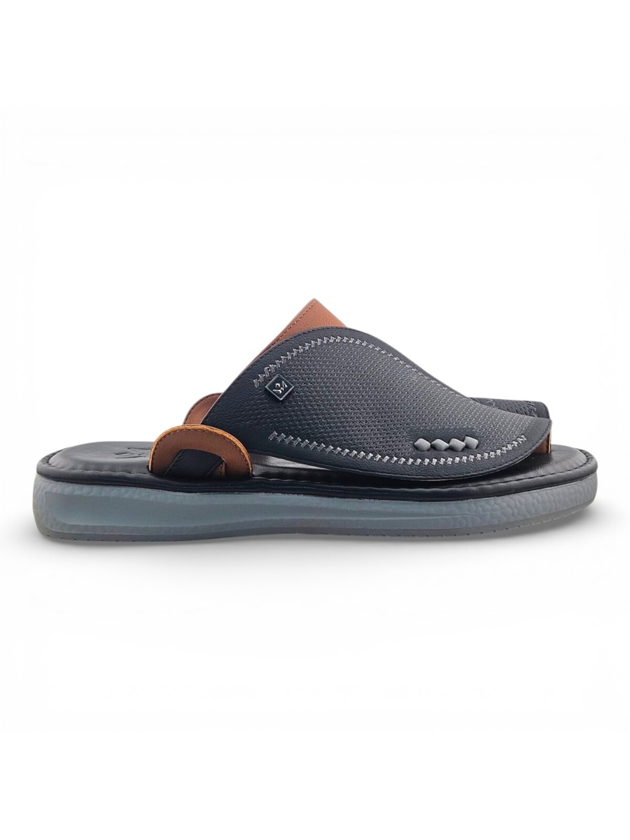 Men Black Leather Casual Sandals - Comfort Fit