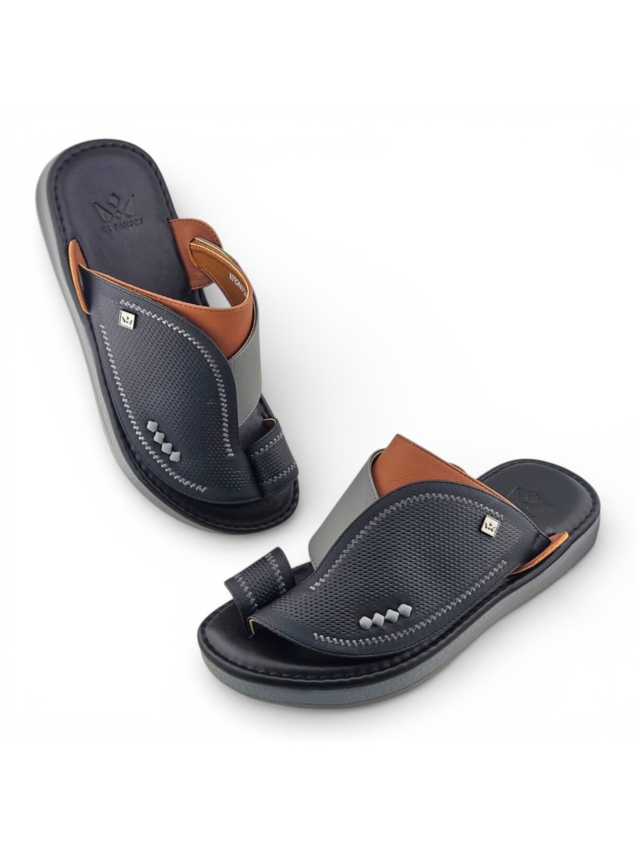 Men Black Leather Casual Sandals - Comfort Fit