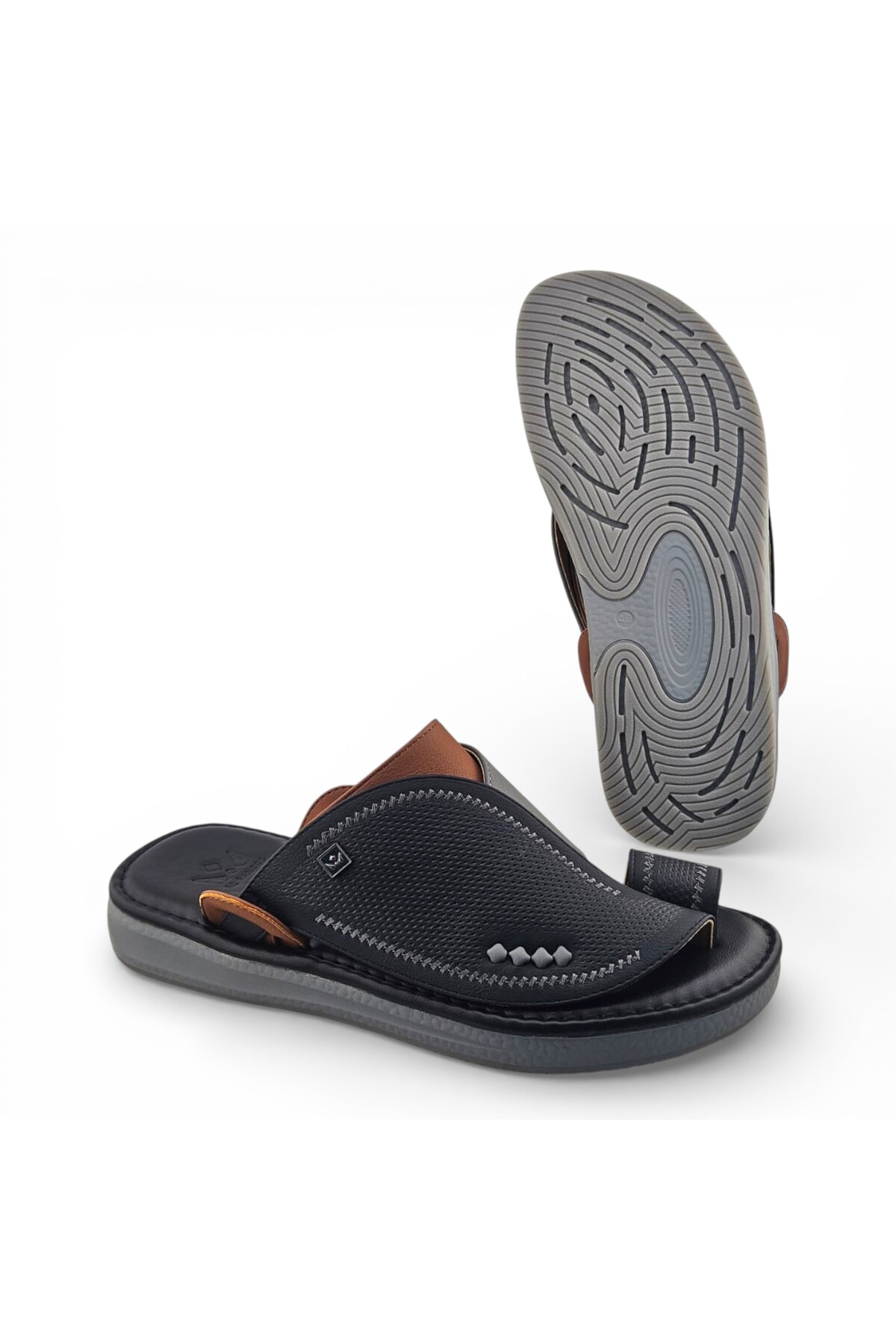 Men Black Leather Casual Sandals - Comfort Fit