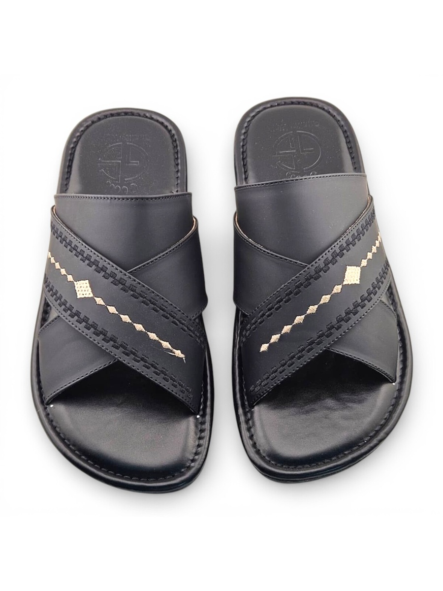 Men Black Leather Arabic Sandals