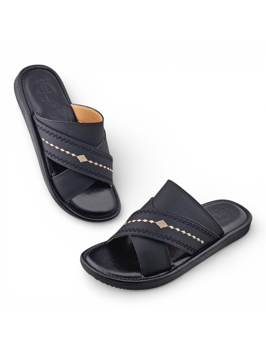 Men Black Leather Arabic Sandals