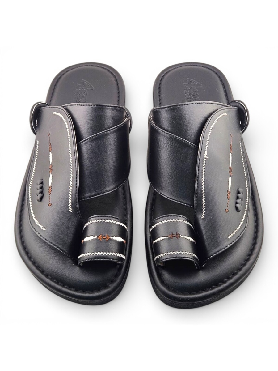 Men Black Arabic Leather Sandals - Traditional and Comfortable