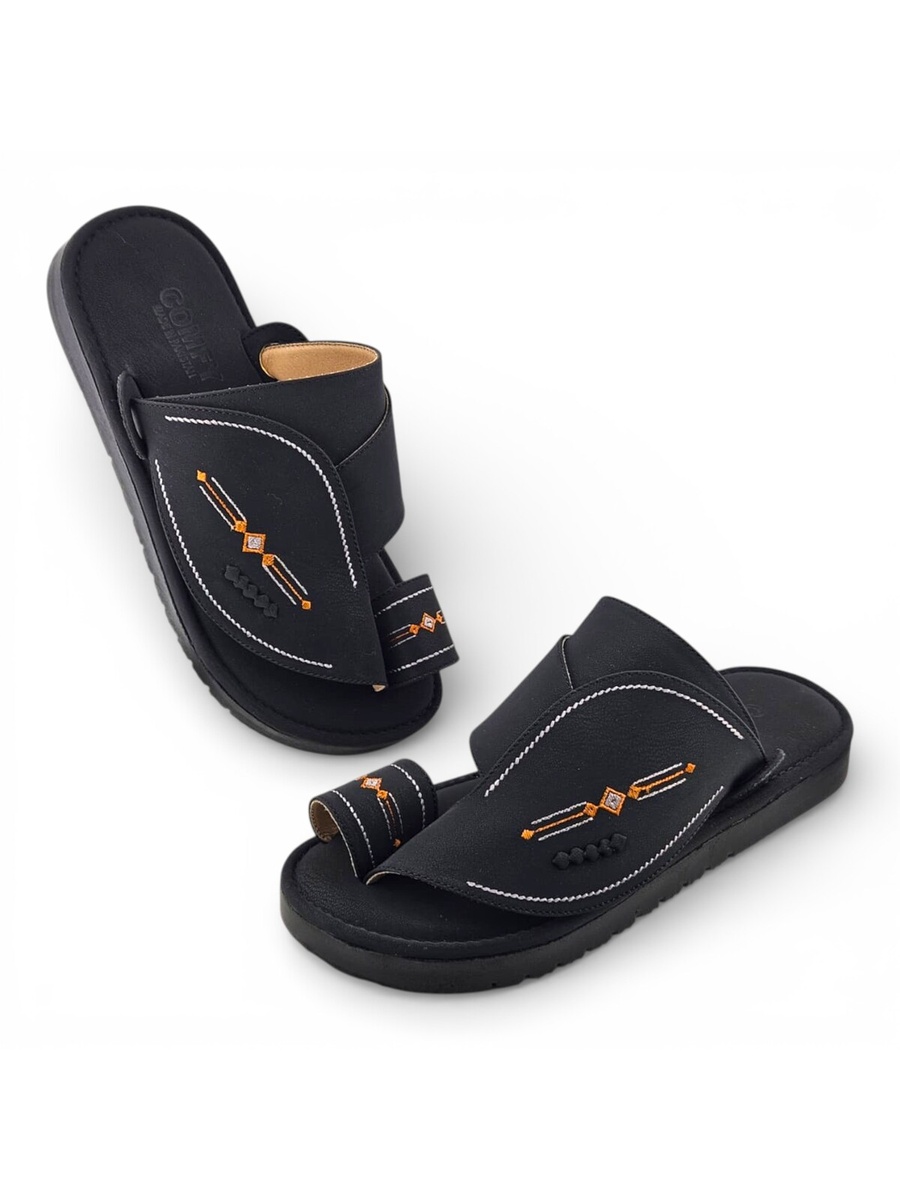 Men Premium Black Arabic Sandals 