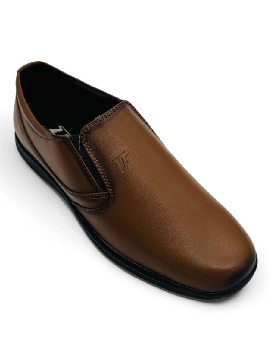 Men Tan Leather Slip-On Formal Shoes - Executive Style