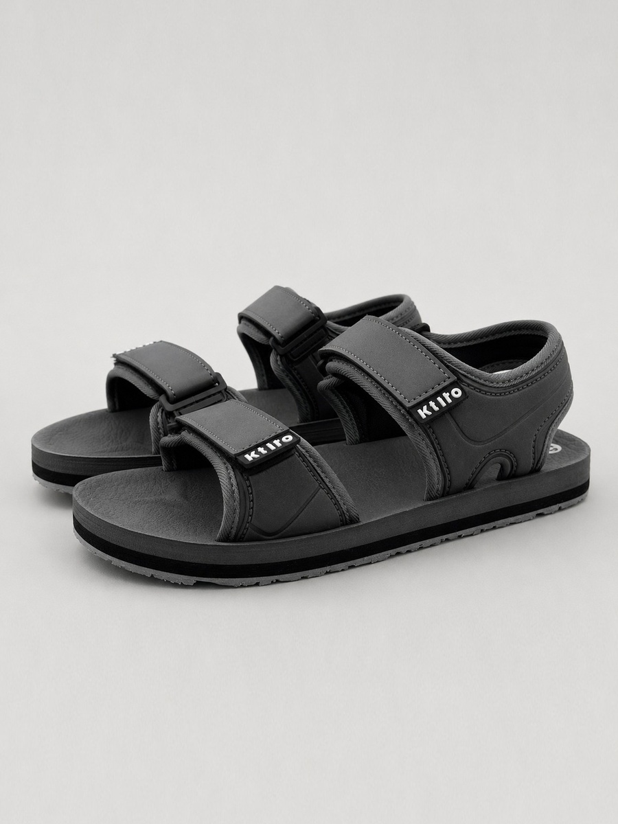 Grey Men Casual Comfort Sandals with Adjustable Straps