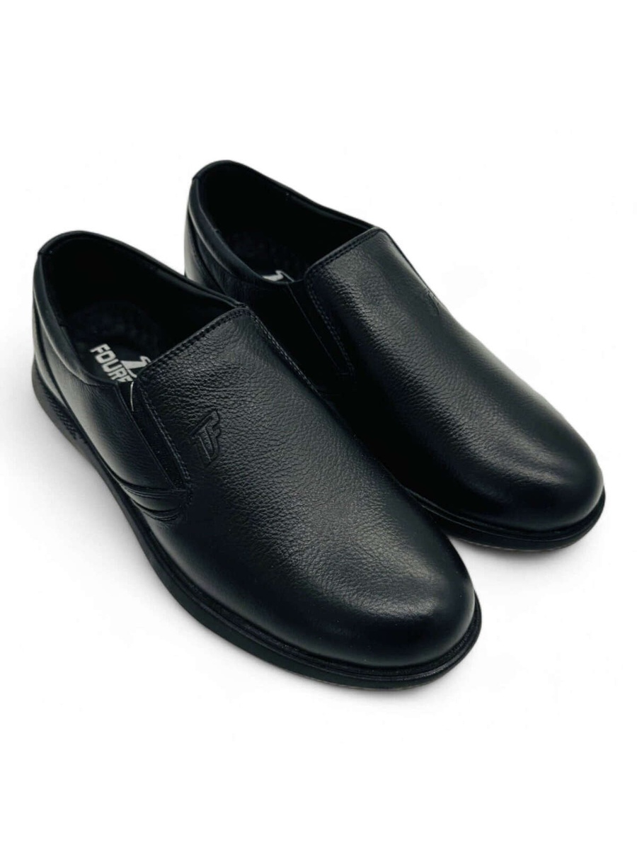 Men Black Leather Slip-On Formal Shoes - Executive Comfort