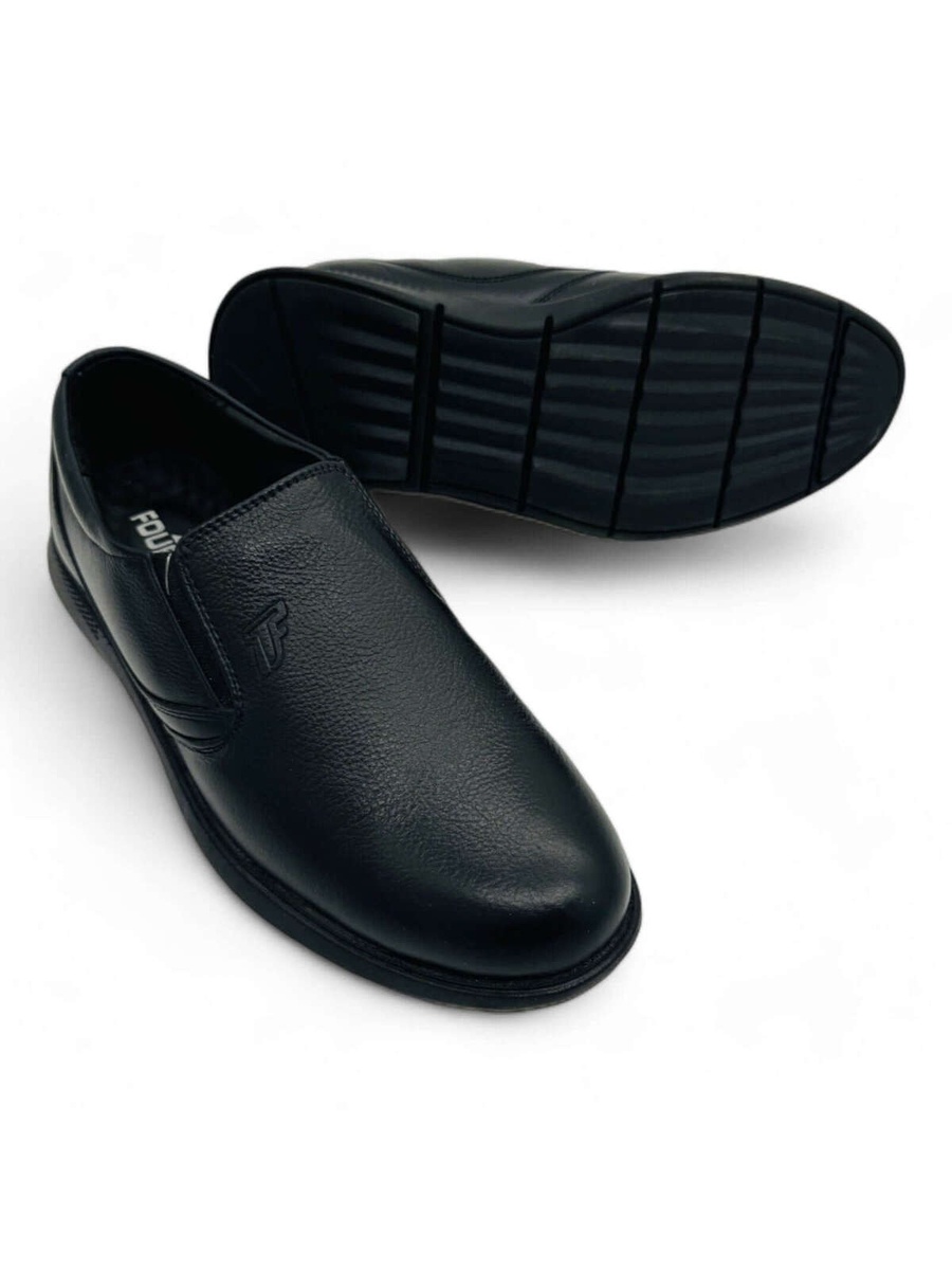 Men Black Leather Slip-On Formal Shoes - Executive Comfort