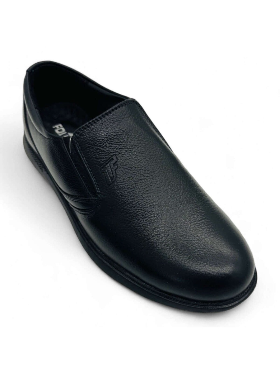 Men Black Leather Slip-On Formal Shoes - Executive Comfort