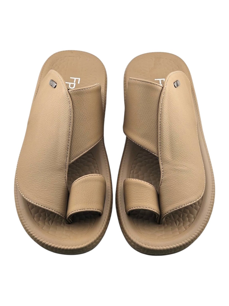Men Khaki Comfort Toe-Loop Sandals