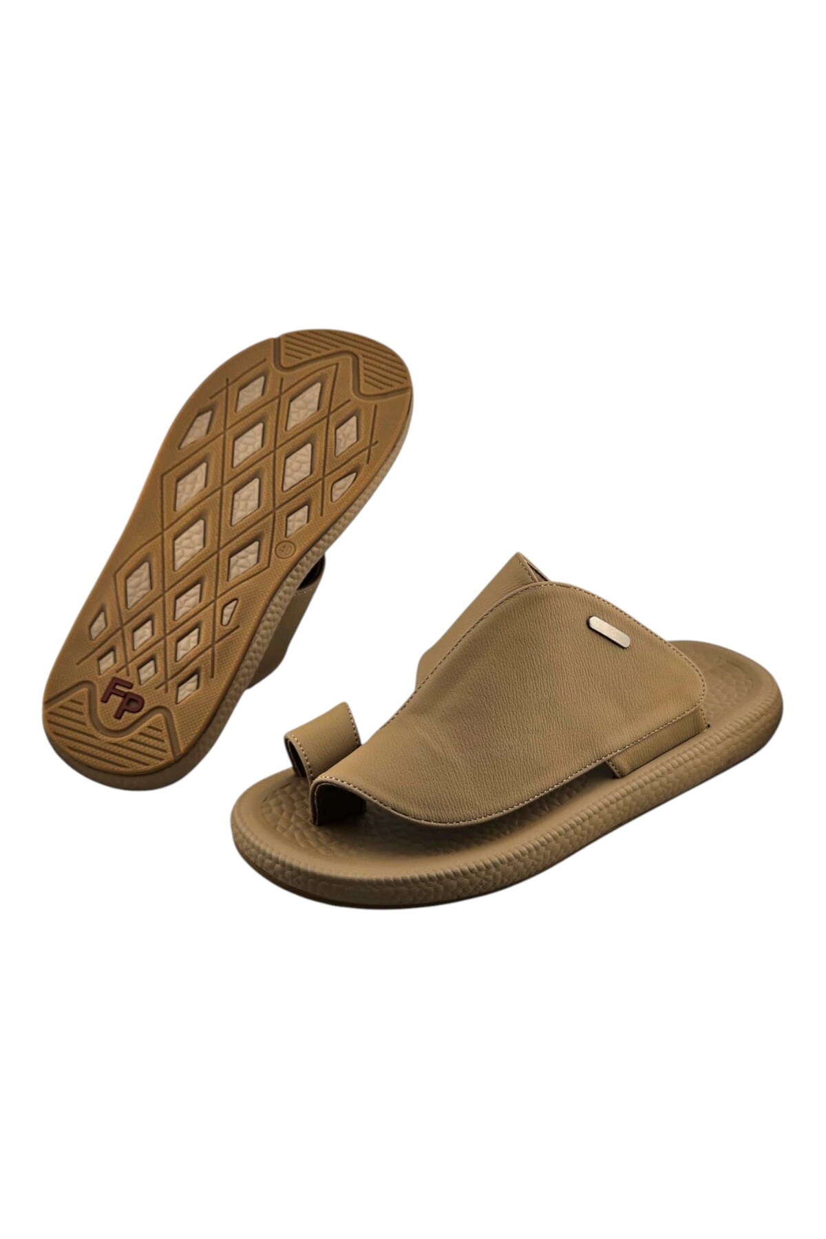 Men Khaki Comfort Toe-Loop Sandals