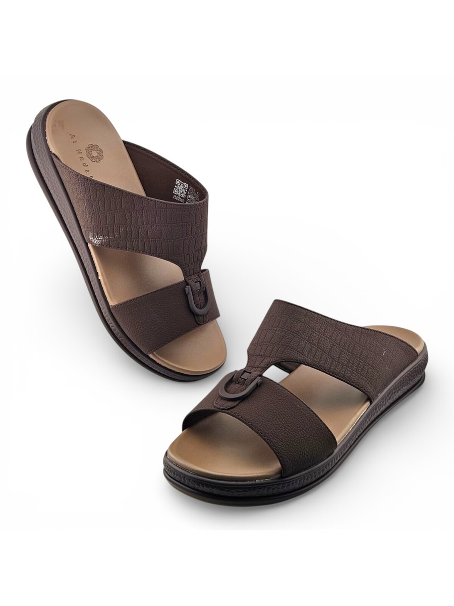 Men Coffee Brown Casual Leather Sandals