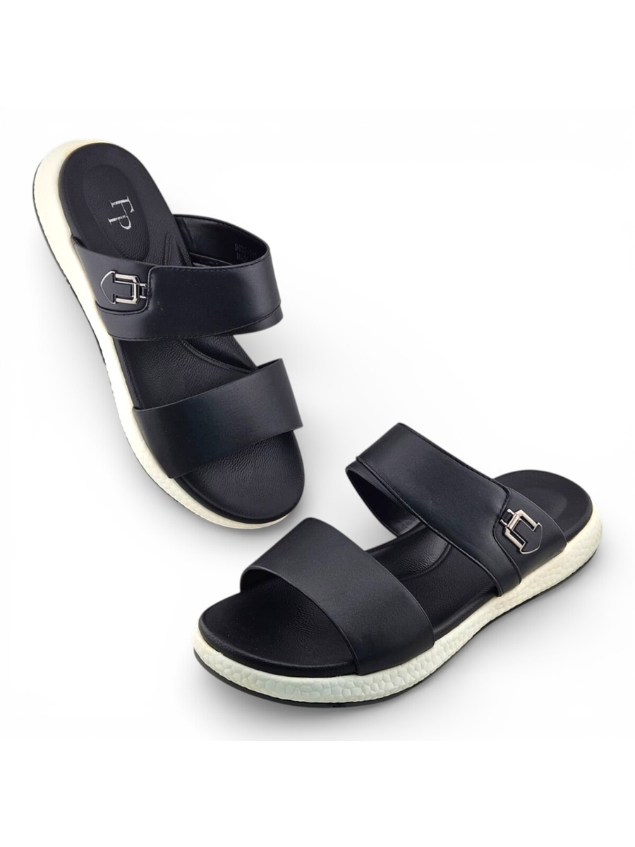 Men Black Casual Comfort Slides
