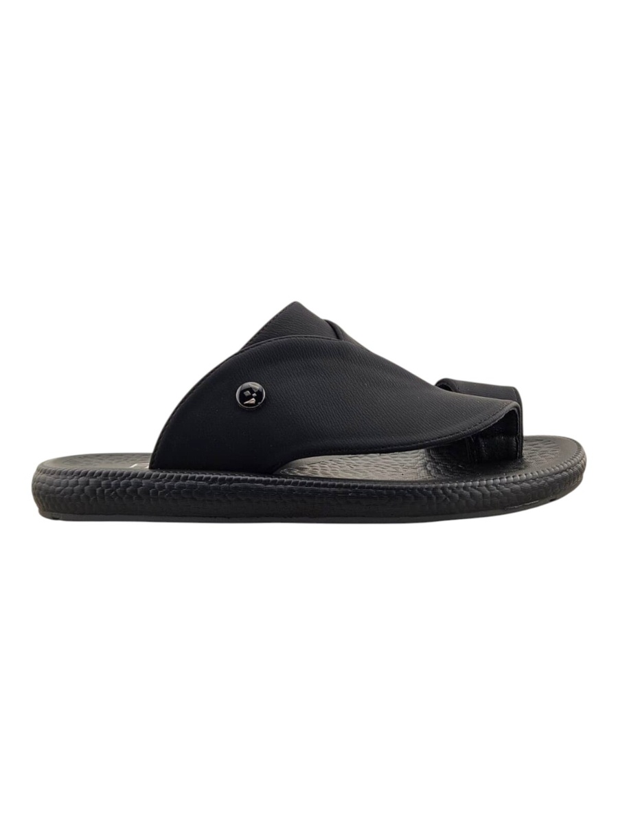 Men Black Comfort Toe-Loop Sandals