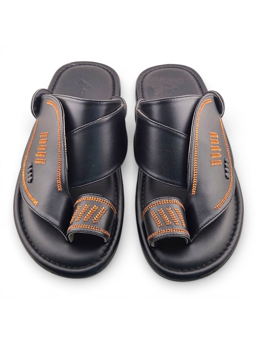 Black Embroidered Arabic Sandals