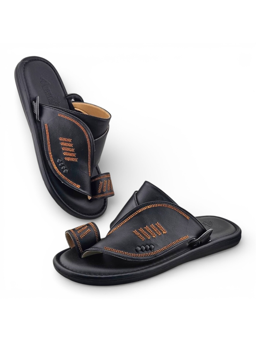 Black Embroidered Arabic Sandals