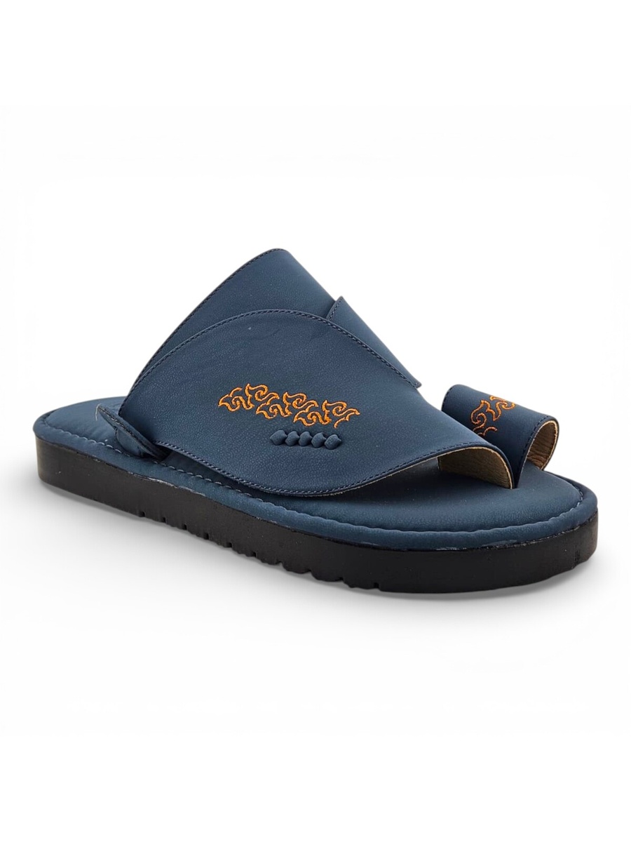 Men Blue Arabic Sandals with Embroidered Detail