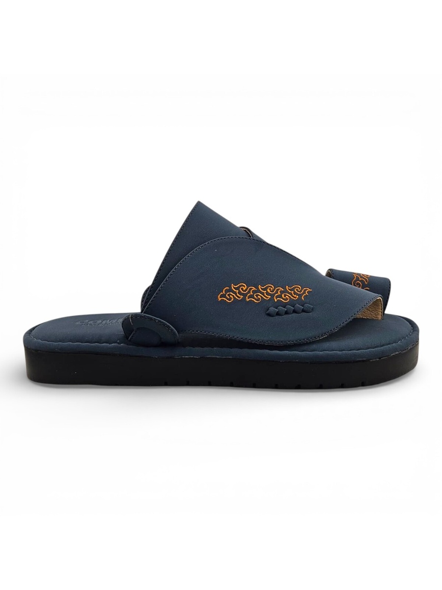 Men Blue Arabic Sandals with Embroidered Detail