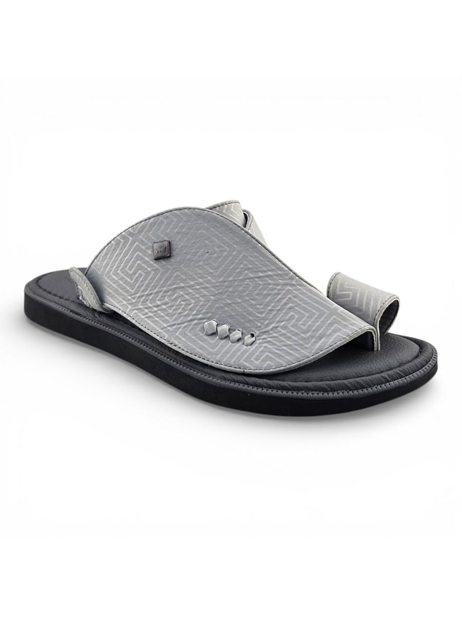 Grey Geometric Pattern Men Casual Sandals