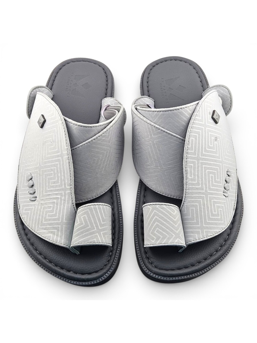 Grey Geometric Pattern Men Casual Sandals