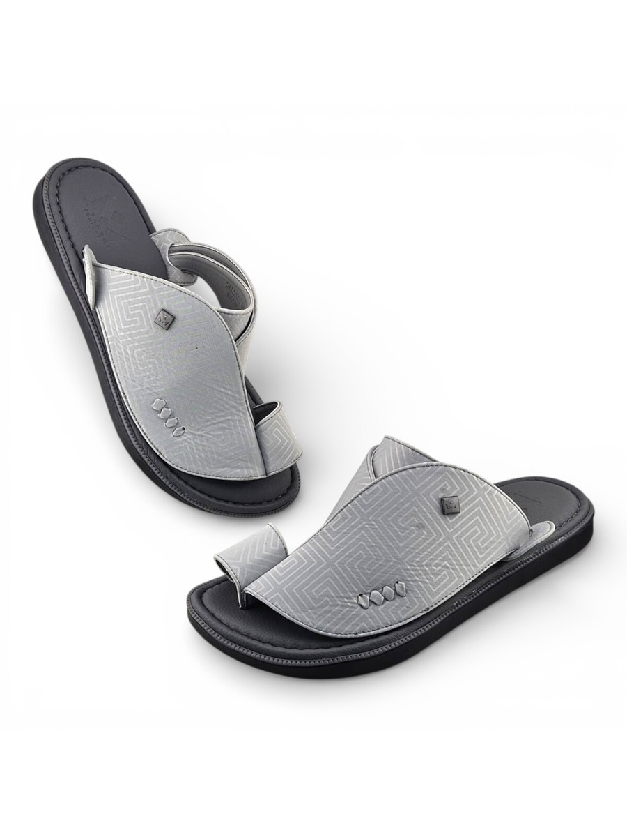Grey Geometric Pattern Men Casual Sandals