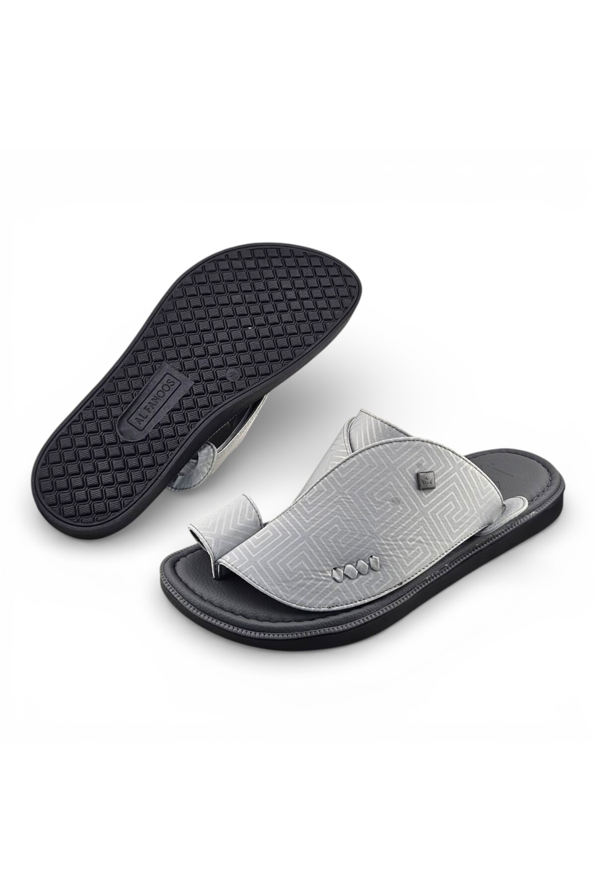 Grey Geometric Pattern Men Casual Sandals