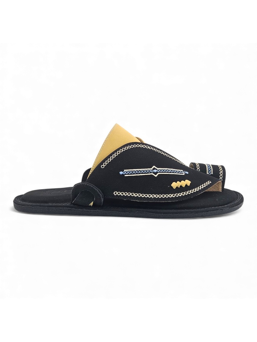 Men Black Embroidered Arabic Sandals