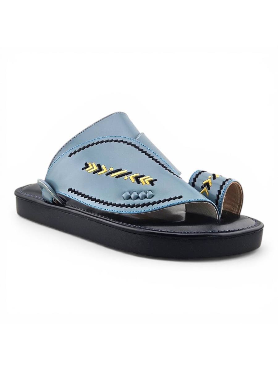 Light Blue Men Arabic Sandals with Embroidered Design