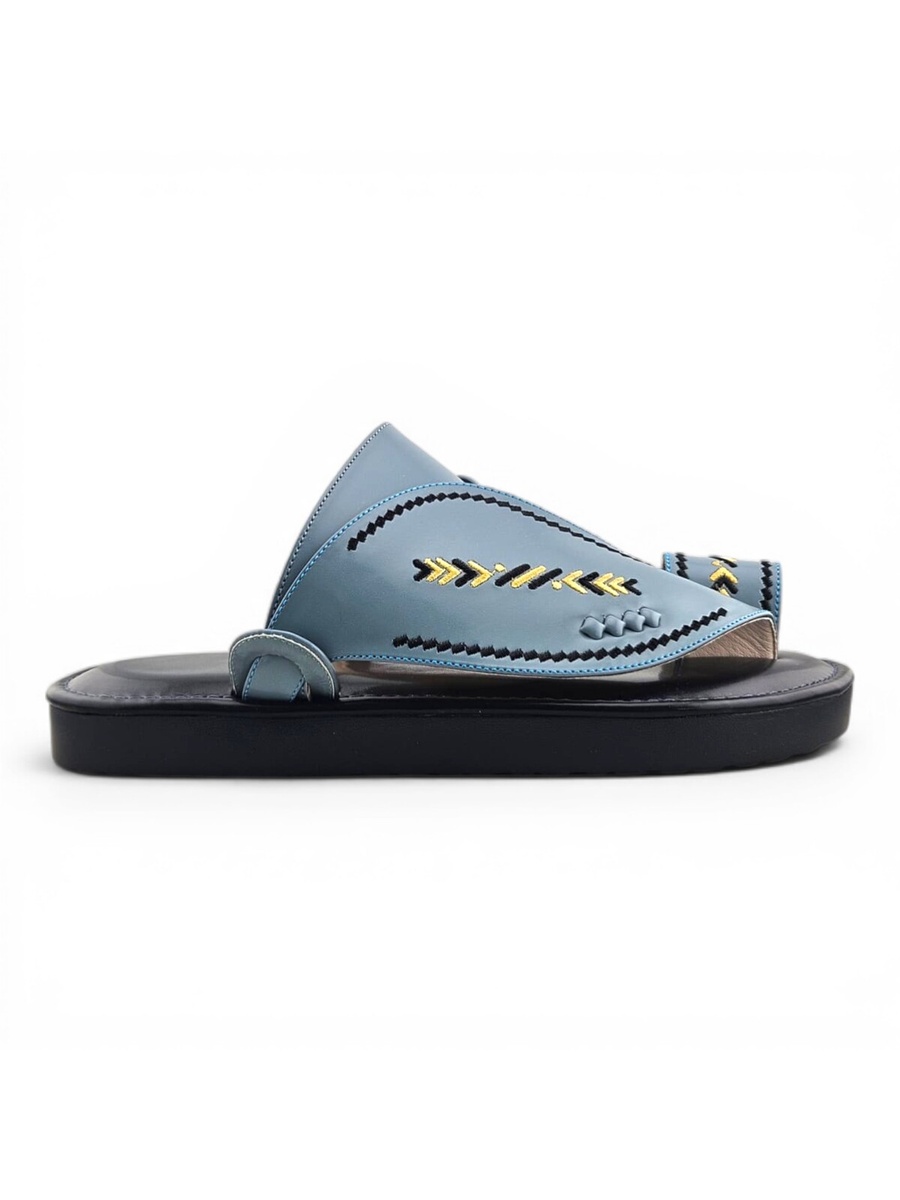 Light Blue Men Arabic Sandals with Embroidered Design