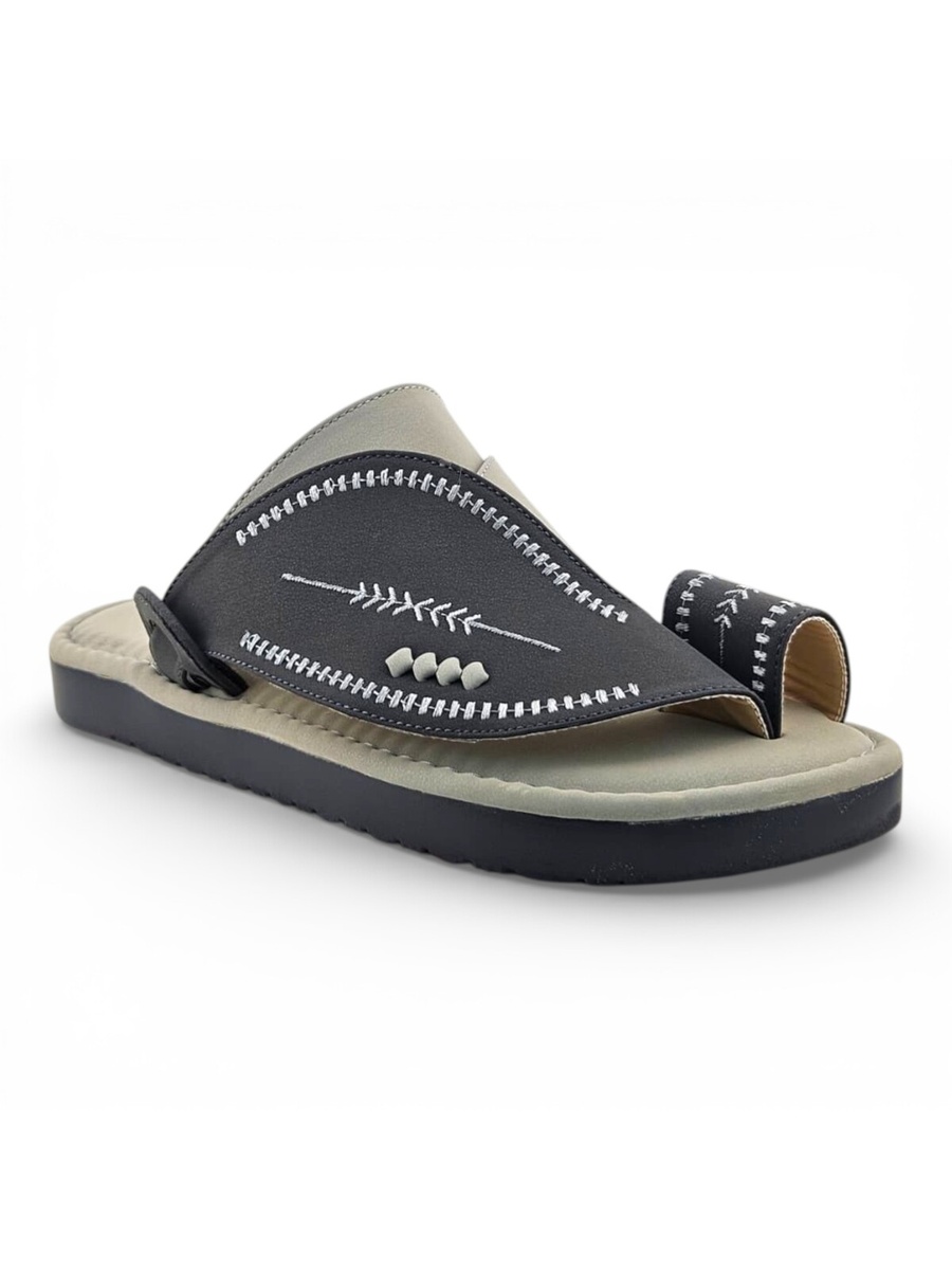 Men Grey Classic Stitch Sandals
