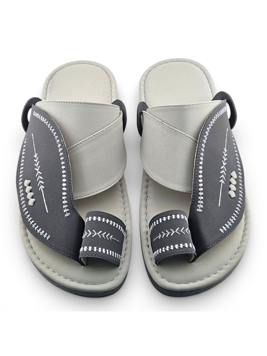 Men Grey Classic Stitch Sandals