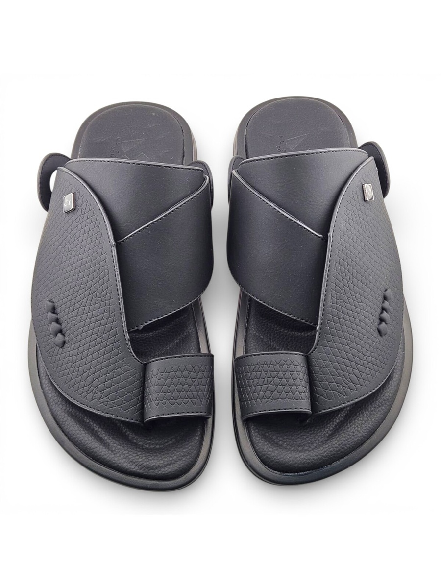 Men Black Leather Thobe Sandals