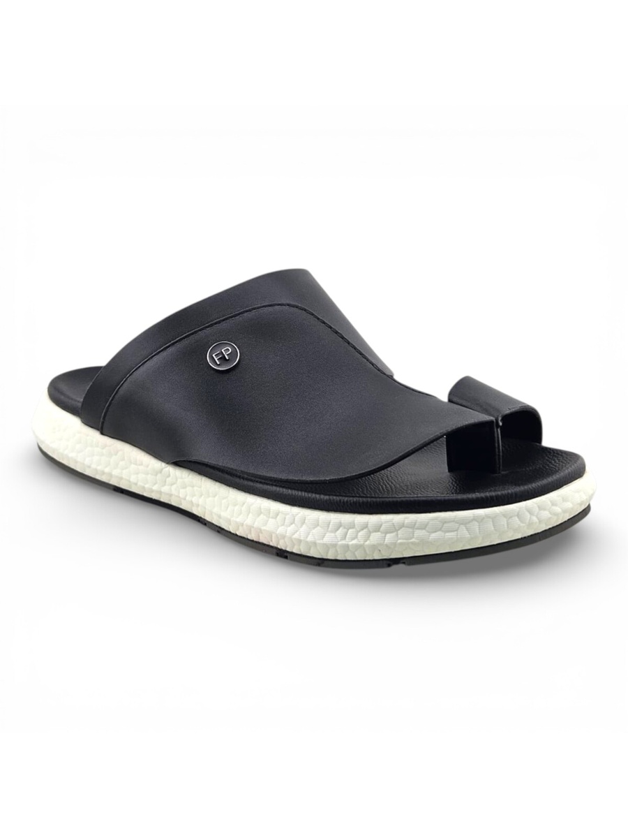 Black Men Toe-Loop Sandals with Comfort Sole