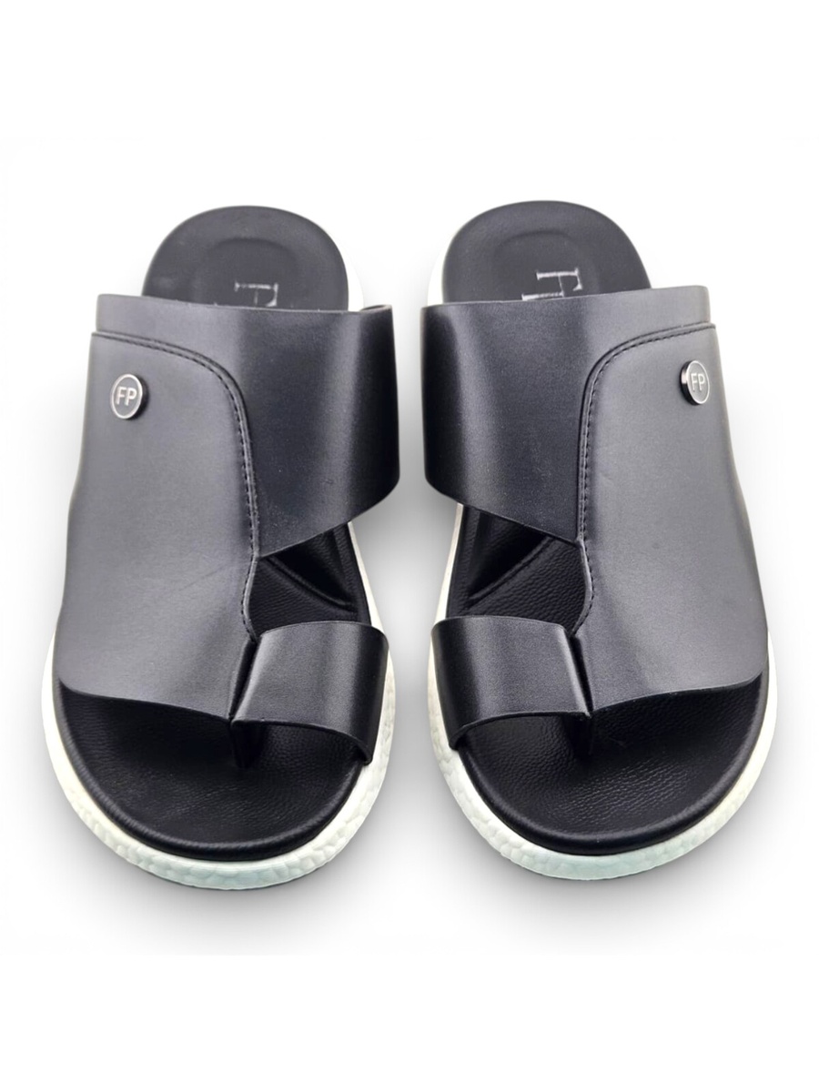 Black Men Toe-Loop Sandals with Comfort Sole