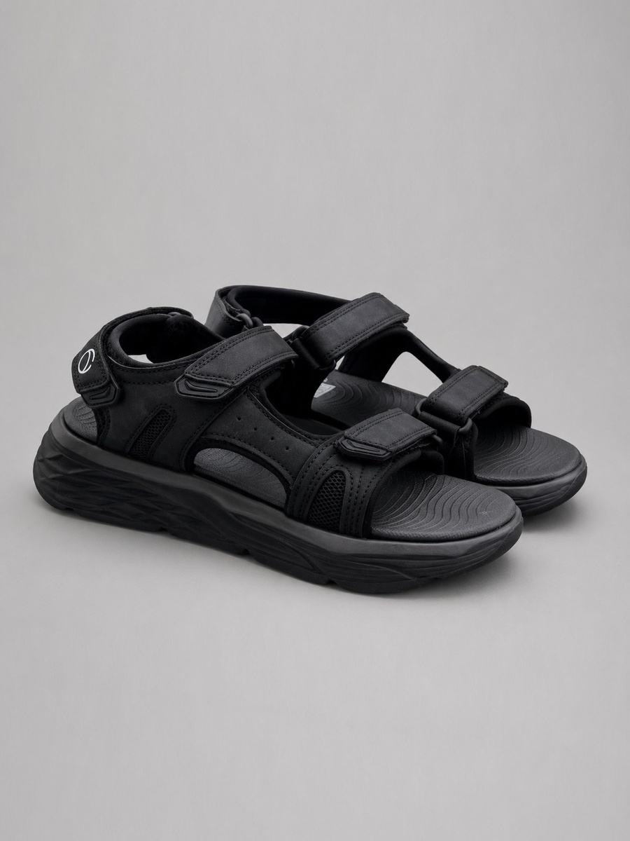 Men Black Casual Sandals - Adjustable Comfort for Everyday Wear