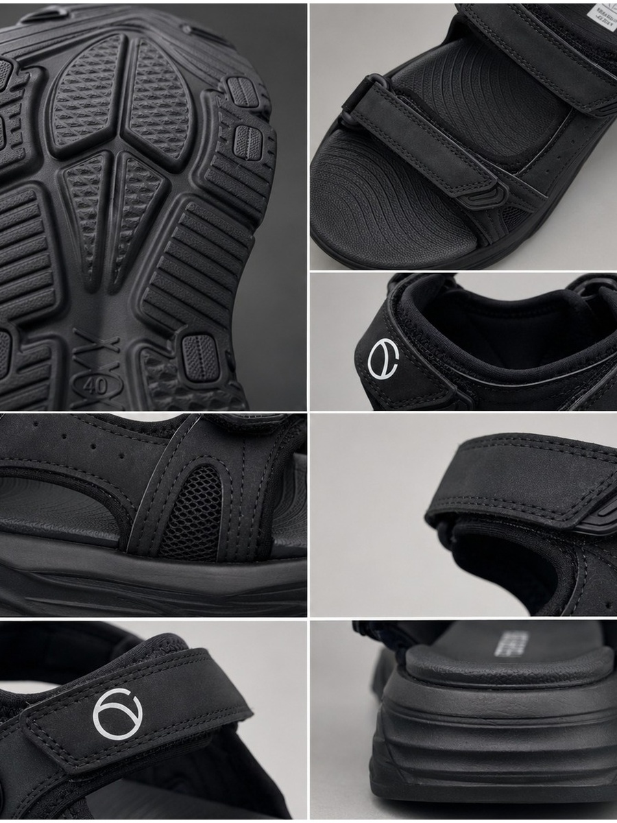 Men Black Casual Sandals - Adjustable Comfort for Everyday Wear
