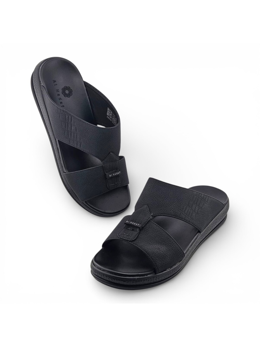Men Black Leather Casual Sandals