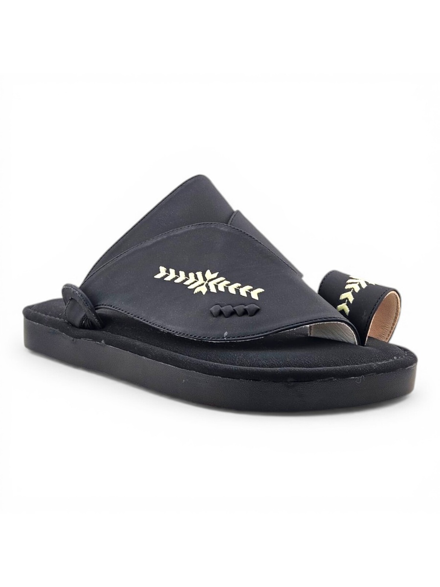 Black Embroidered Arabic Sandals