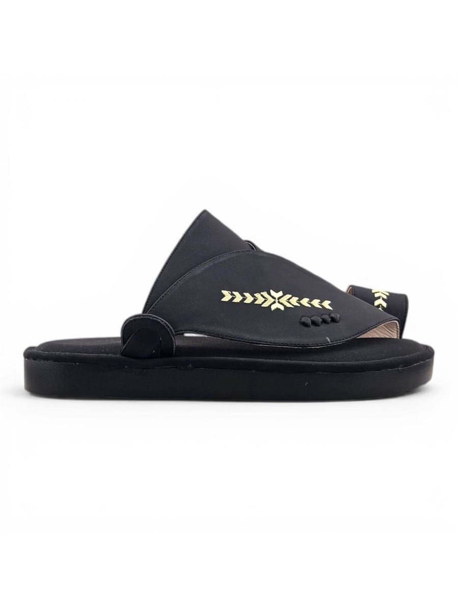 Black Embroidered Arabic Sandals