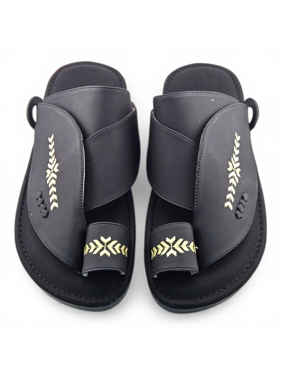 Black Embroidered Arabic Sandals