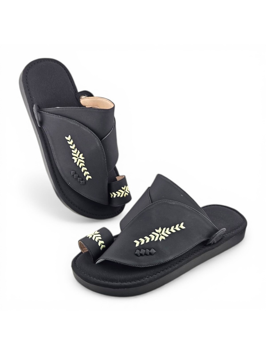 Black Embroidered Arabic Sandals