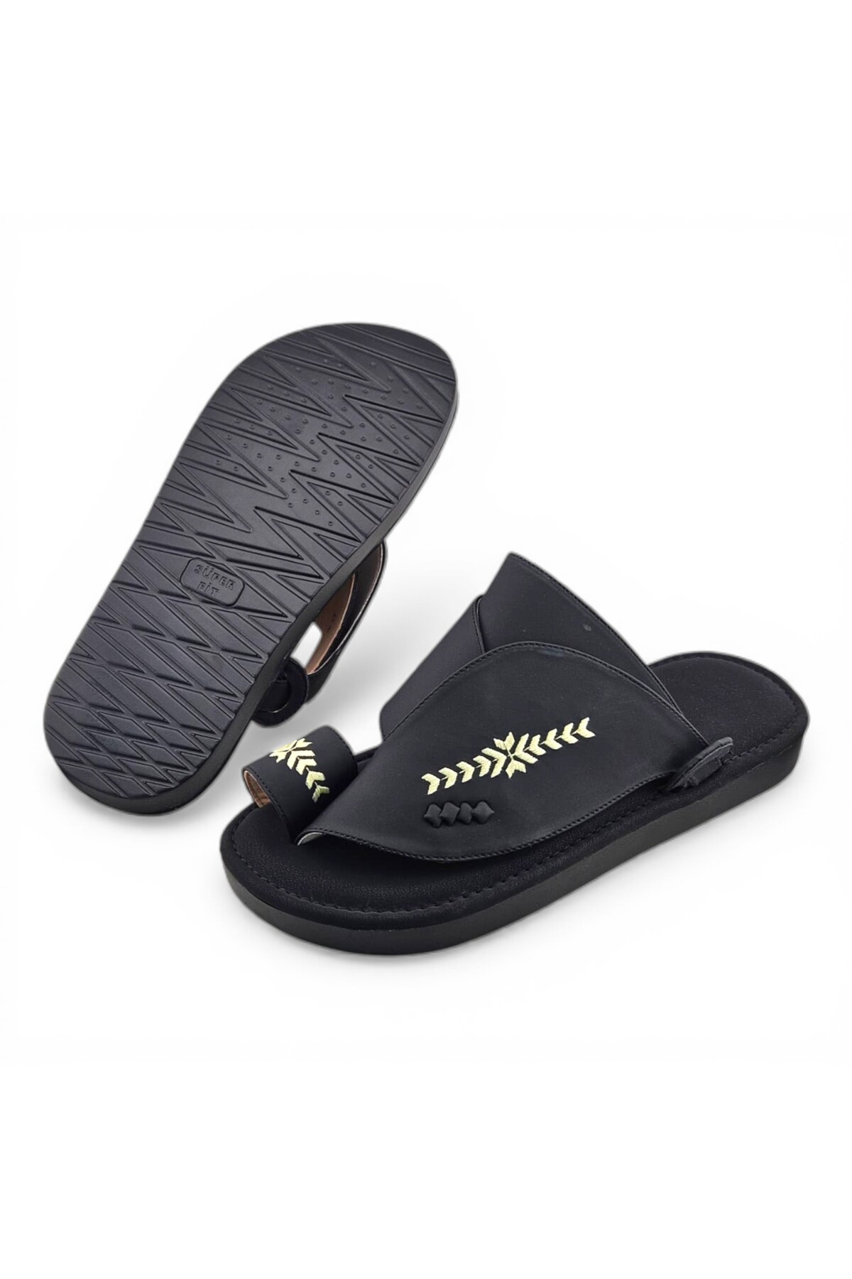 Black Embroidered Arabic Sandals