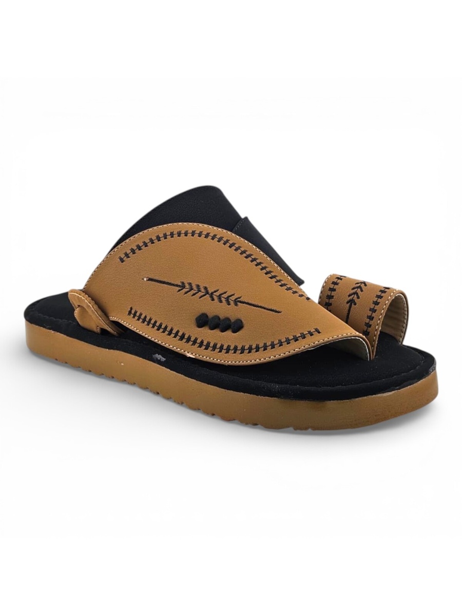 Men Mustard Leather Thong Sandals