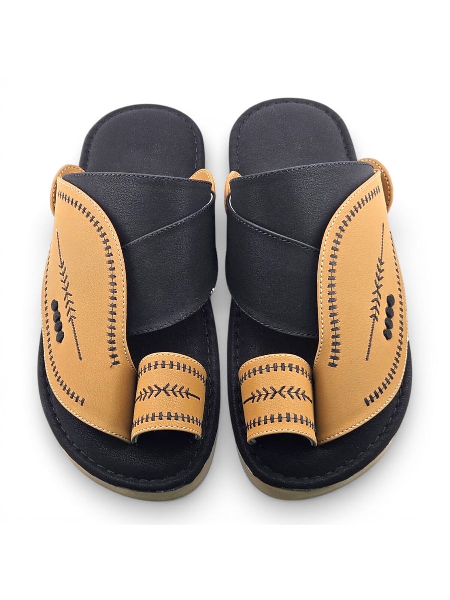 Men Mustard Leather Thong Sandals
