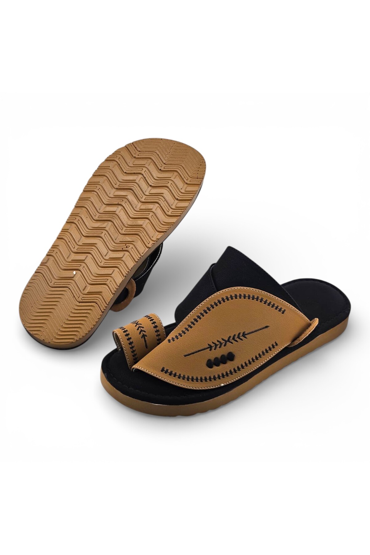 Men Mustard Leather Thong Sandals