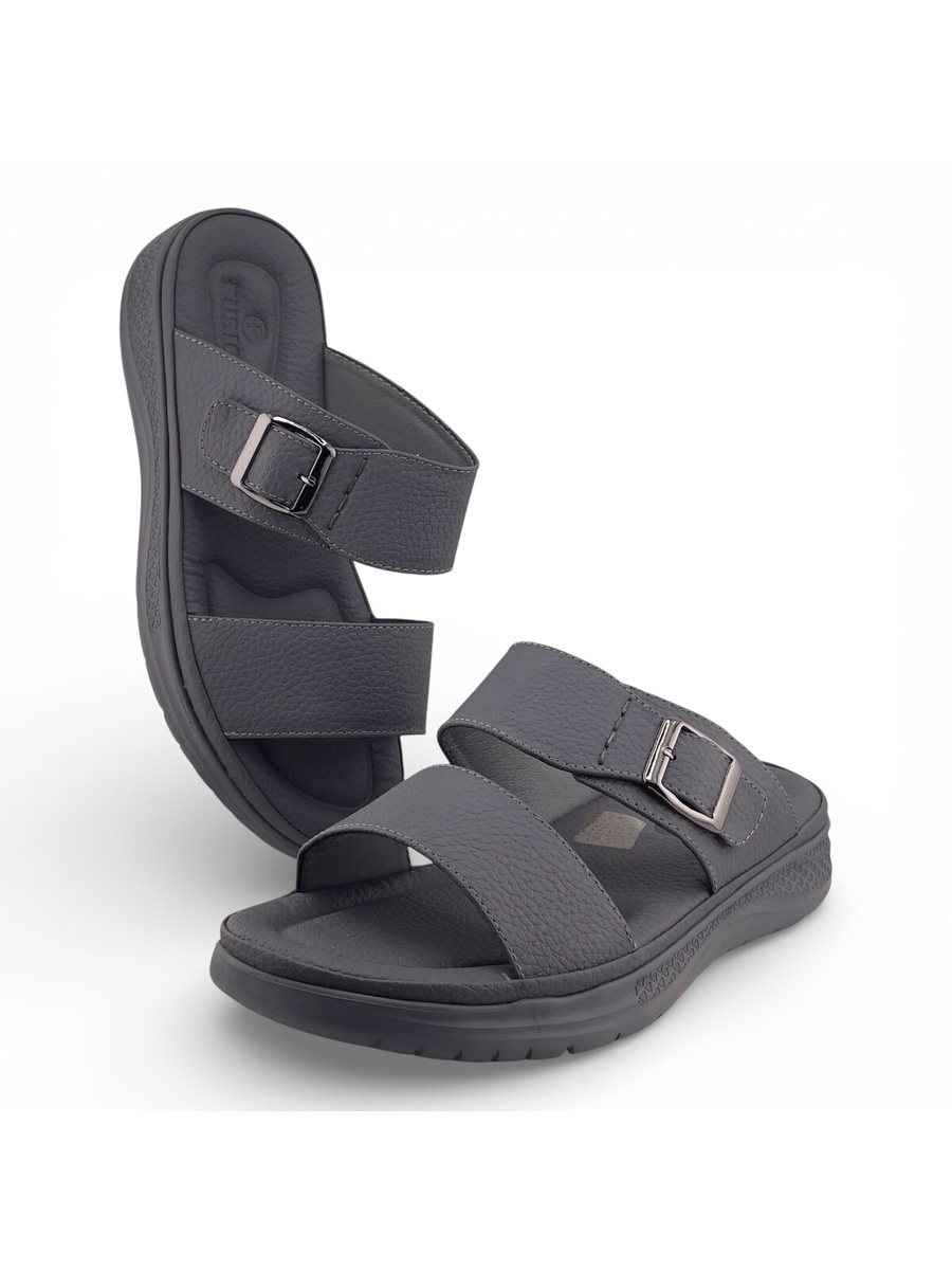 Men Grey Casual Sandals with Adjustable Buckle